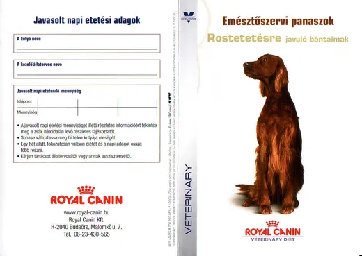Royal Canin emésztőszervi panaszok – rostetetésre javuló bántalmak (kutya) – termékismertető, 1. oldal
