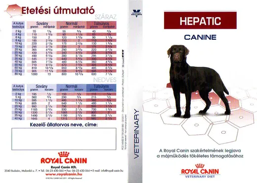 Royal Canin Hepatic Canine (kutya) – termékismertető, 1. oldal