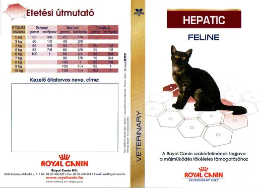 Royal Canin Hepatic Feline (macska) – termékismertető, 1. oldal